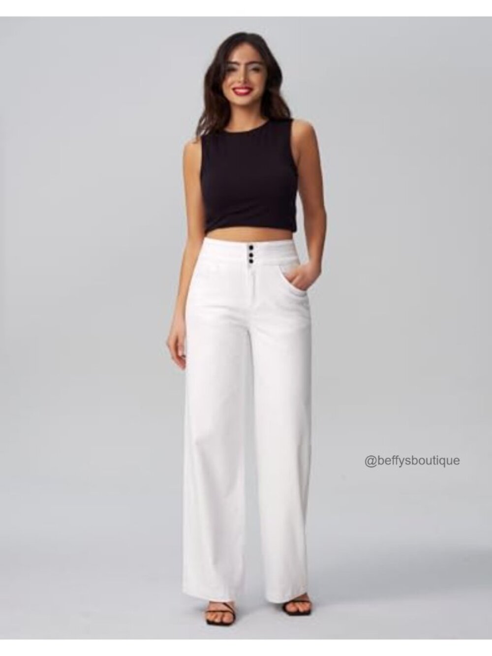 Women's Wide Leg Jeans High Waisted Stretch Baggy Denim Pants